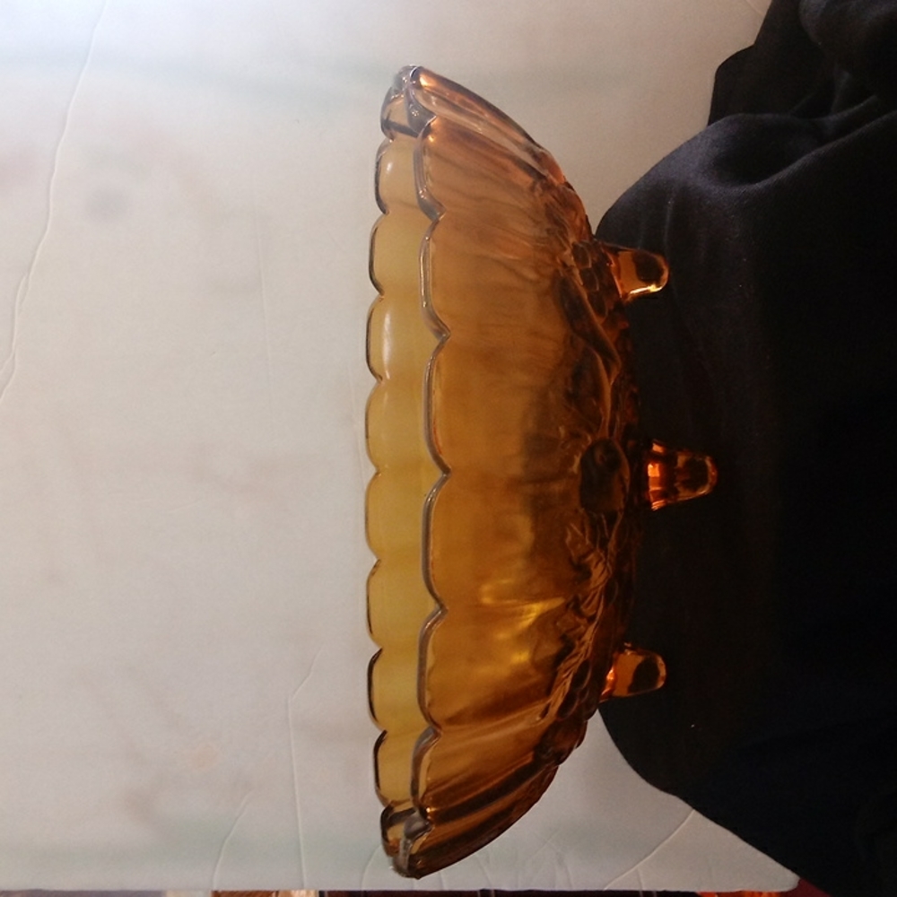 Amber pressed glass fruit bowl